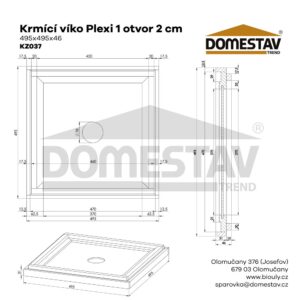 Krmící víko Plexi 1 otvor - 2cm